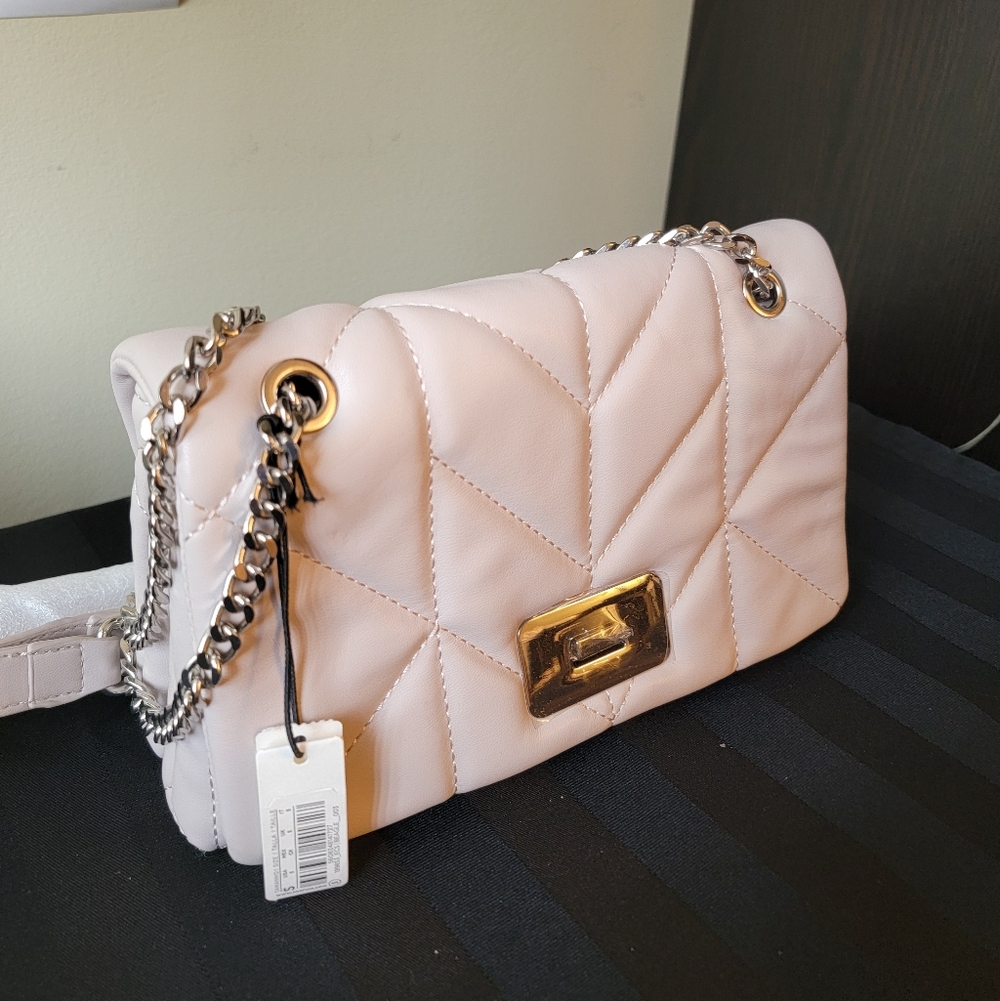 Parfois Quilted Shoulder Bag in Blush Pink